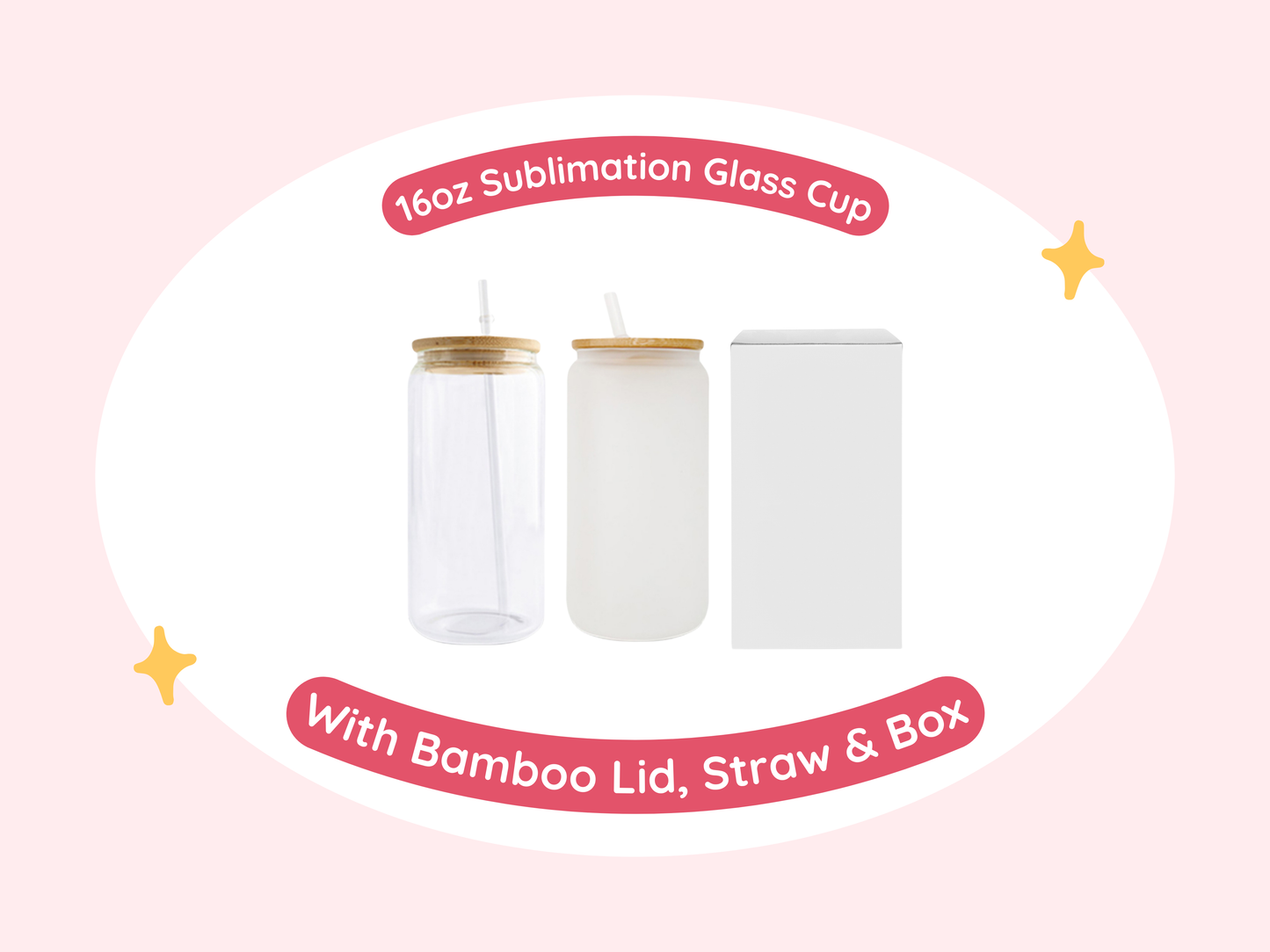 16oz Sublimation Glass Cup – Clear or Frosted