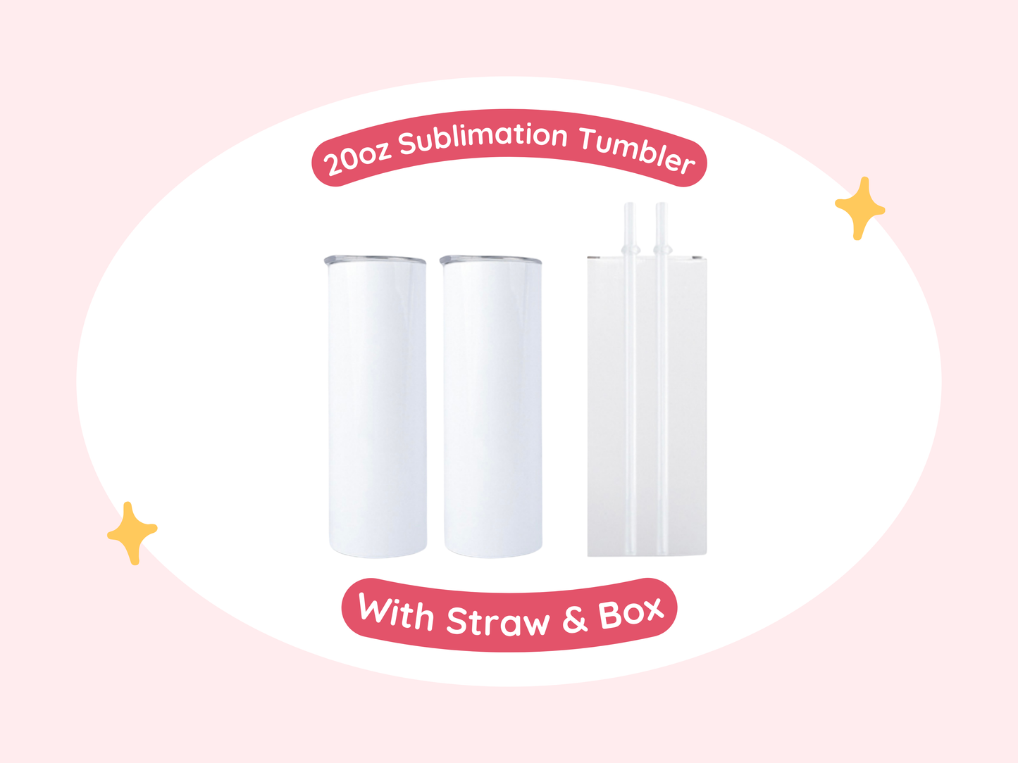 20oz Sublimation Tumblers – Includes Straw & White Box