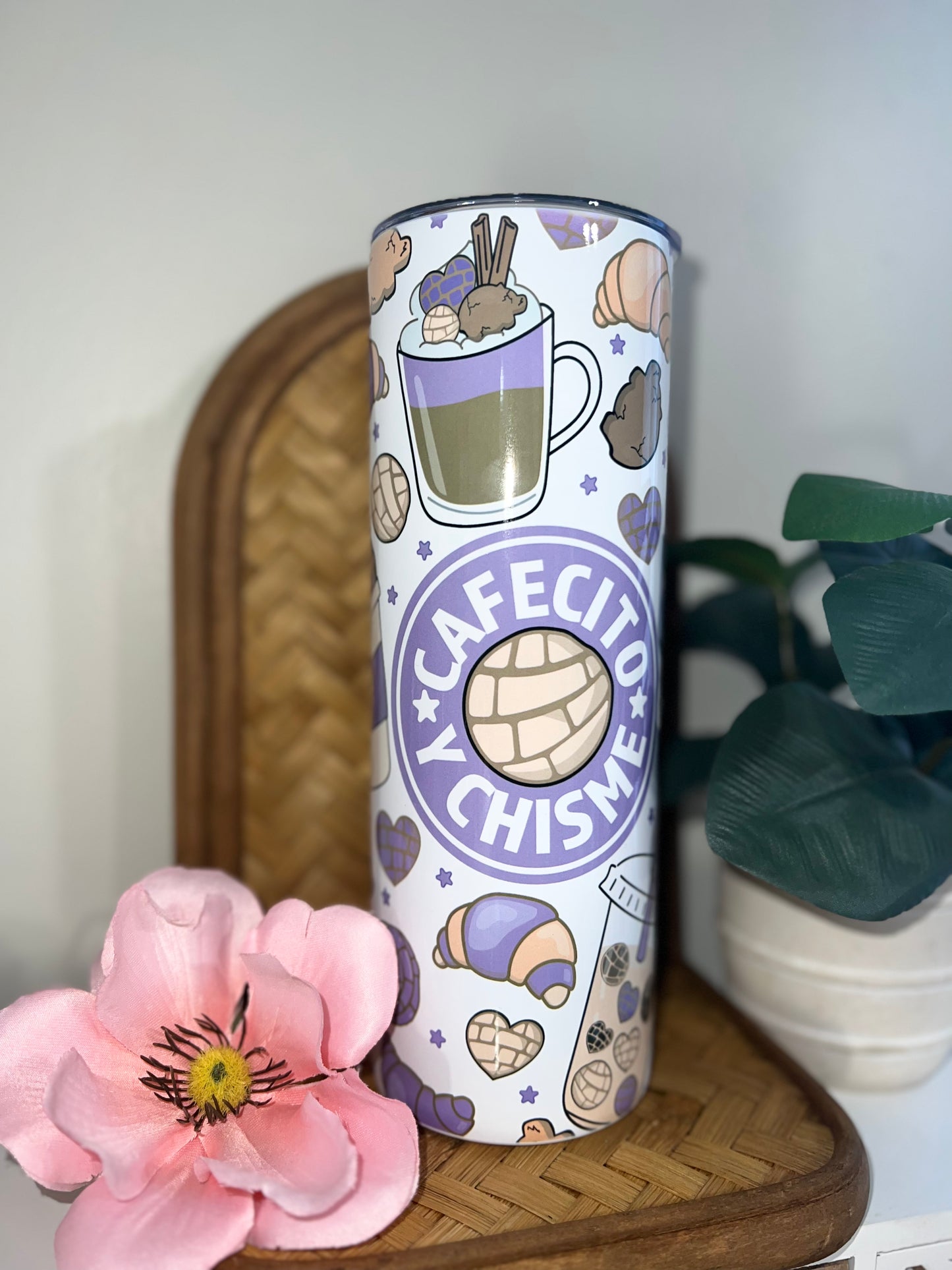 Cafecito & Chisme Purple Concha Tumbler  - 20 oz